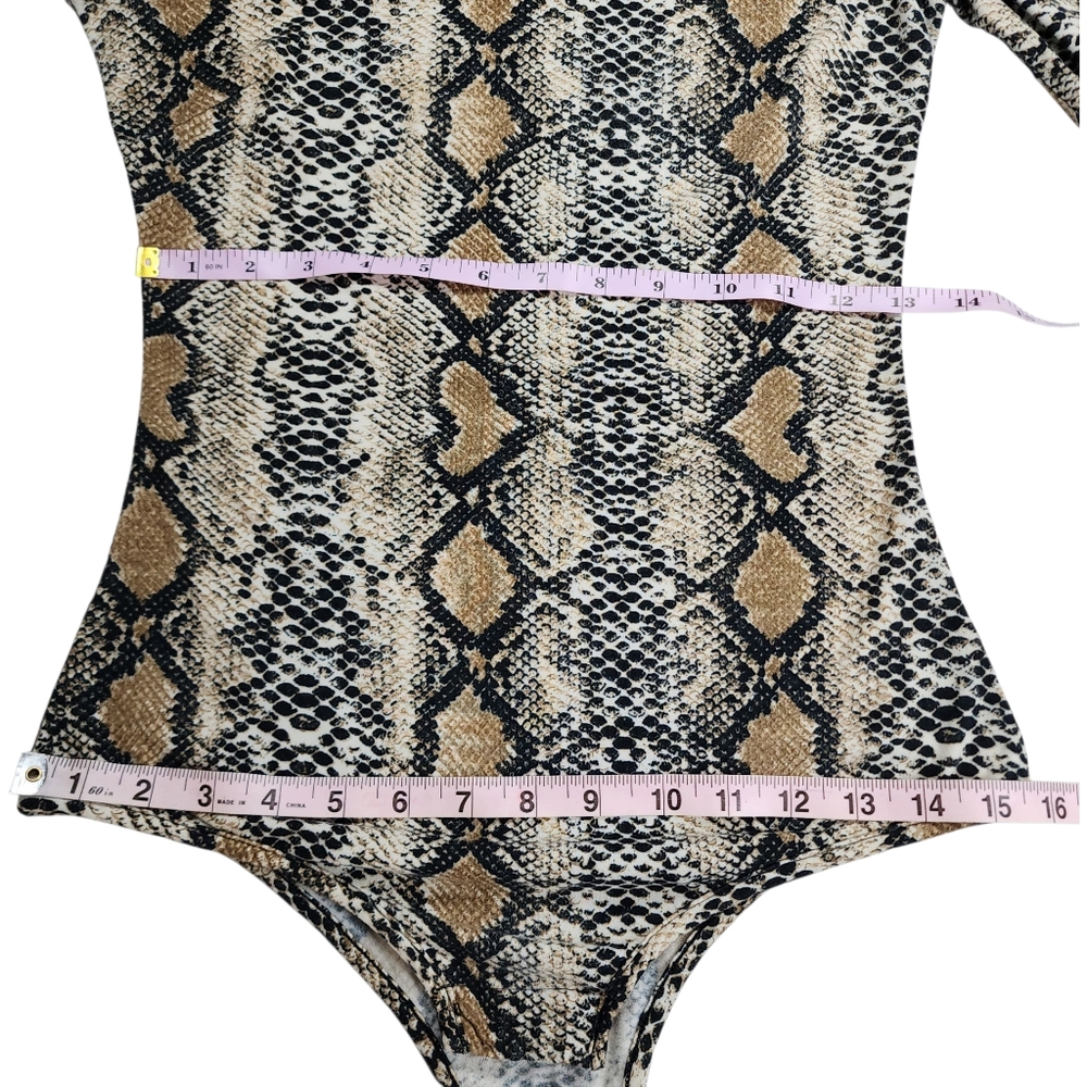 I.AM.GIA Kenzie Snakeskin Bodysuit Long Sleeve Mock Neck Size Small - Picture 9 of 14